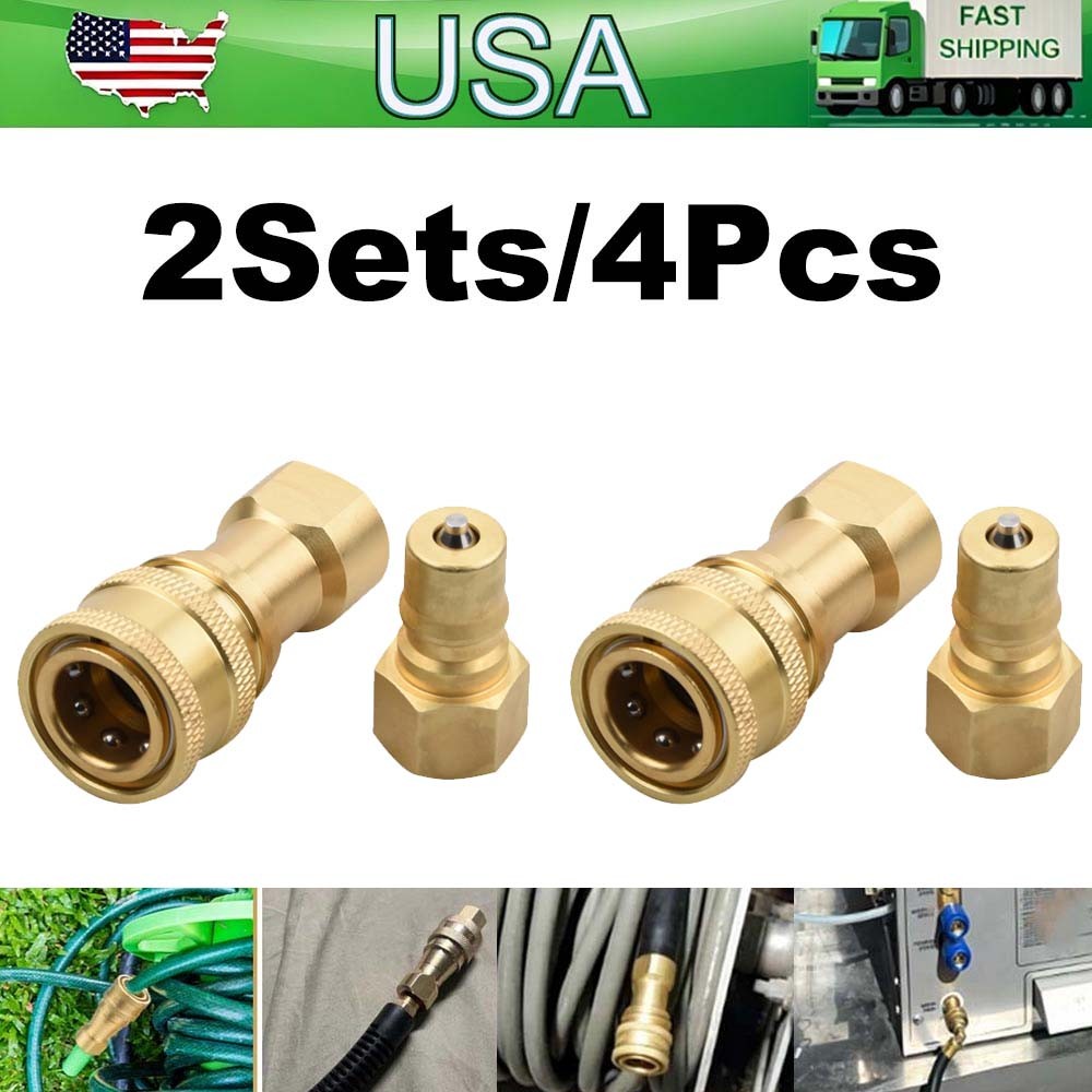 USA 2 Sets 1/4" Brass Quick Disconnect Coupler Carpet Cleaning for Wands Hose #P