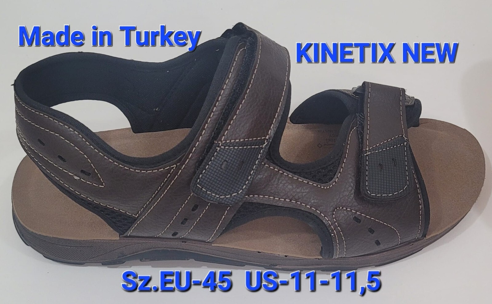 Kinetix Made in Turkey Mens Dark Brown/Black Sandals Sport Hiking Sz. 11-11.5 US