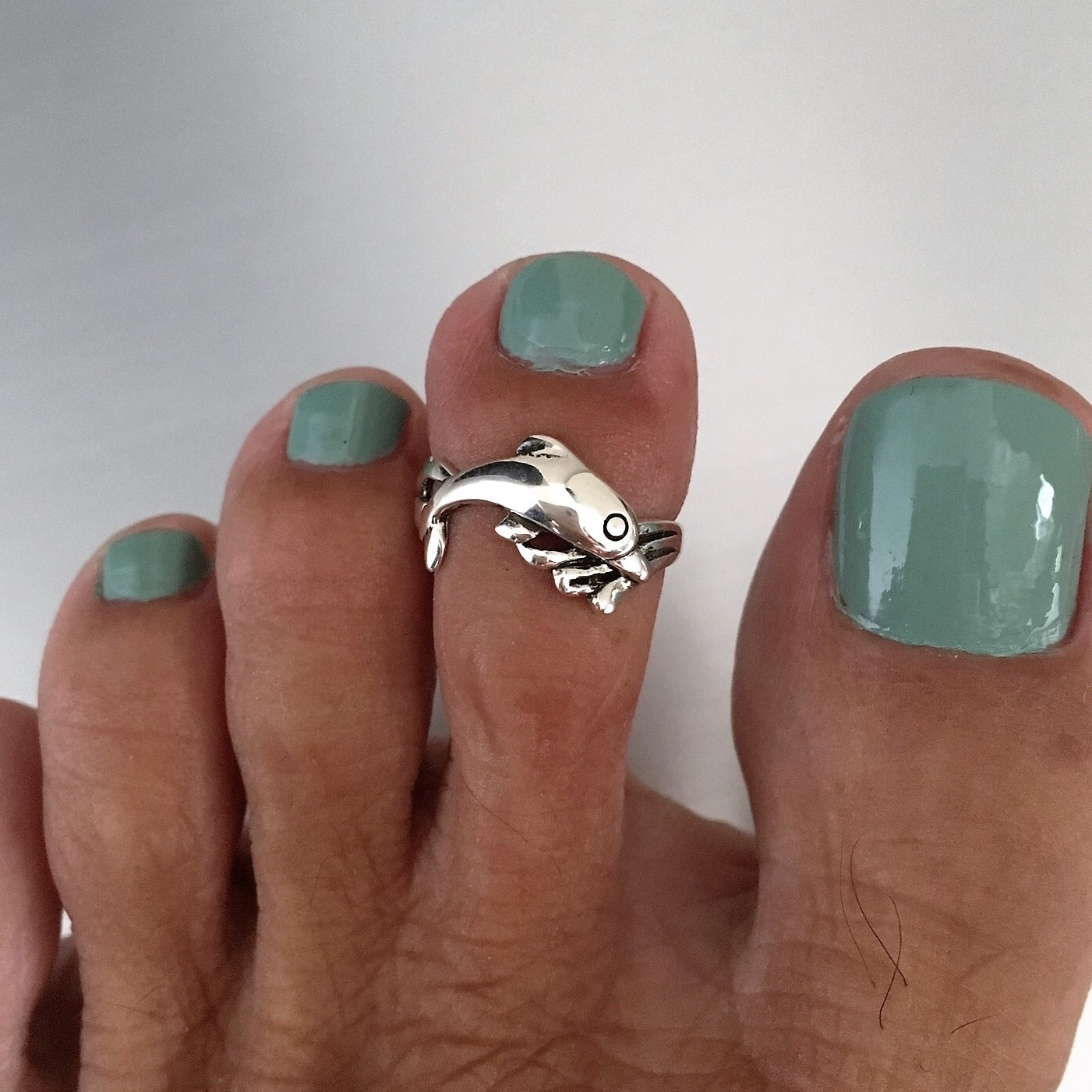 Sterling Silver Dolphin Toe Ring, Silver Rings, Fish Ring, Ocean Ring