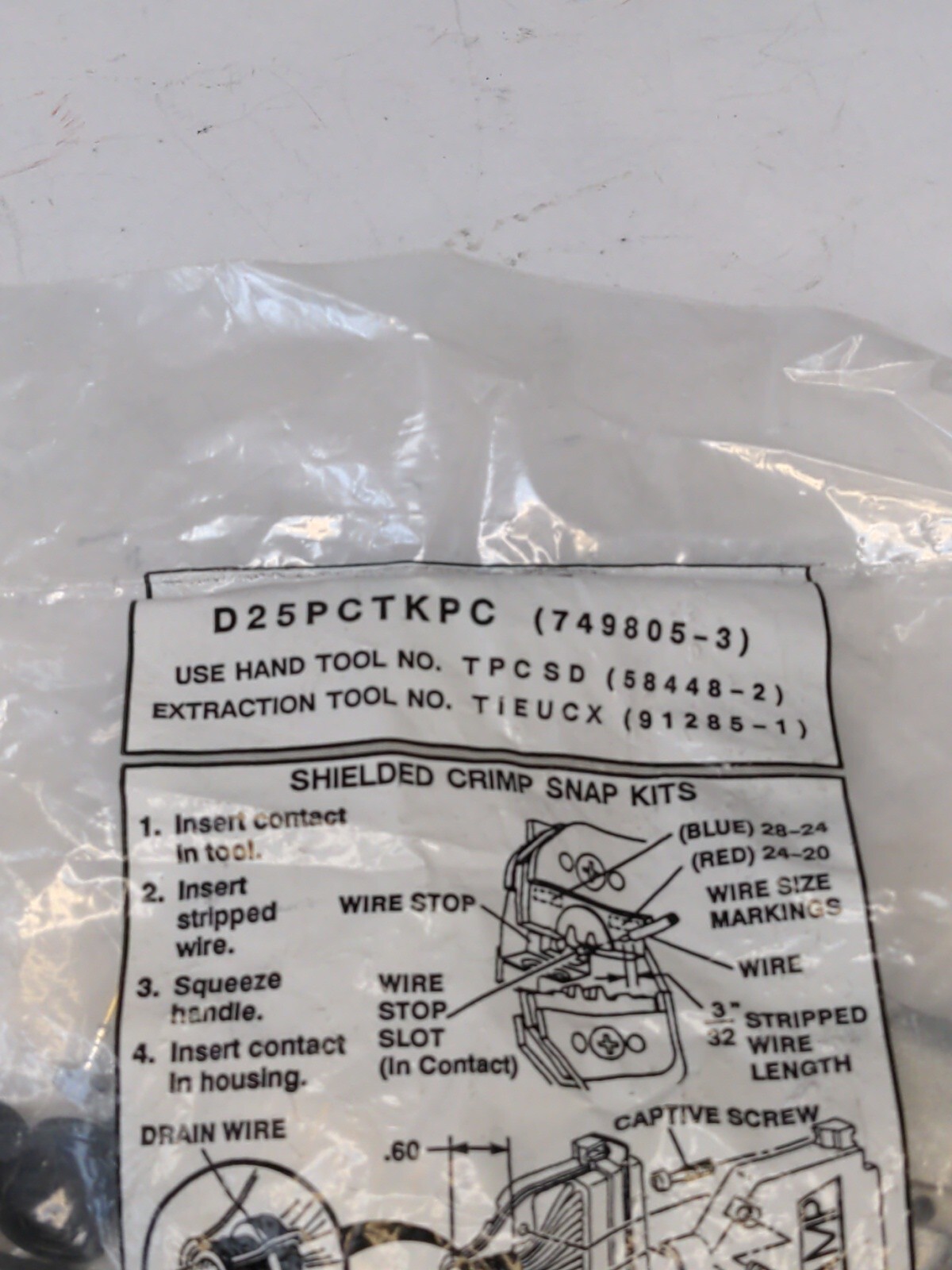 TE CONNECTIVITY AMP D25PCTKPC (749805-3) SHIELDED CRIMP SNAP KITS