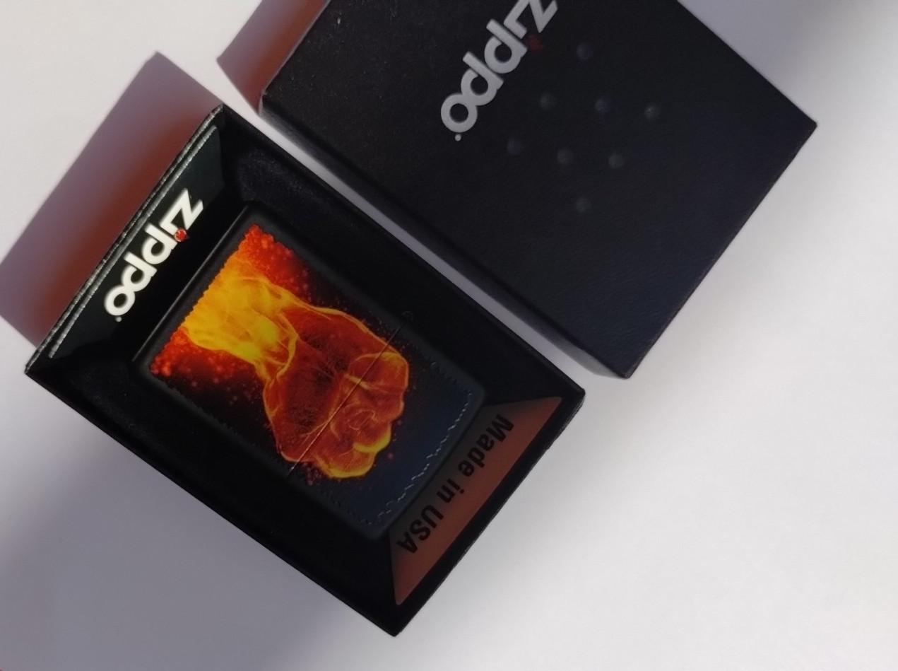 Zippo Lighter Fire Fist Black Matte 2012 New Sealed