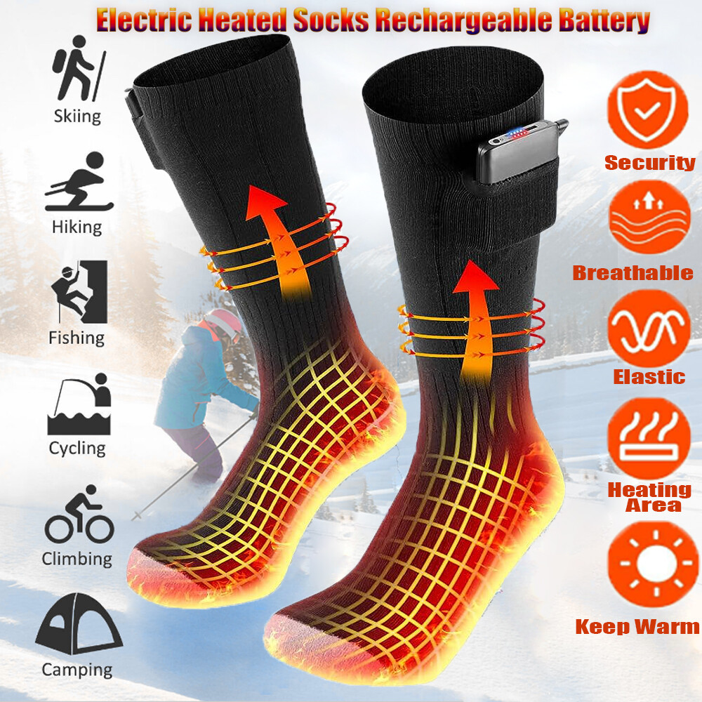 Electric Heated Socks Rechargeable Battery Men Women Winter Foot Warmer Hunting