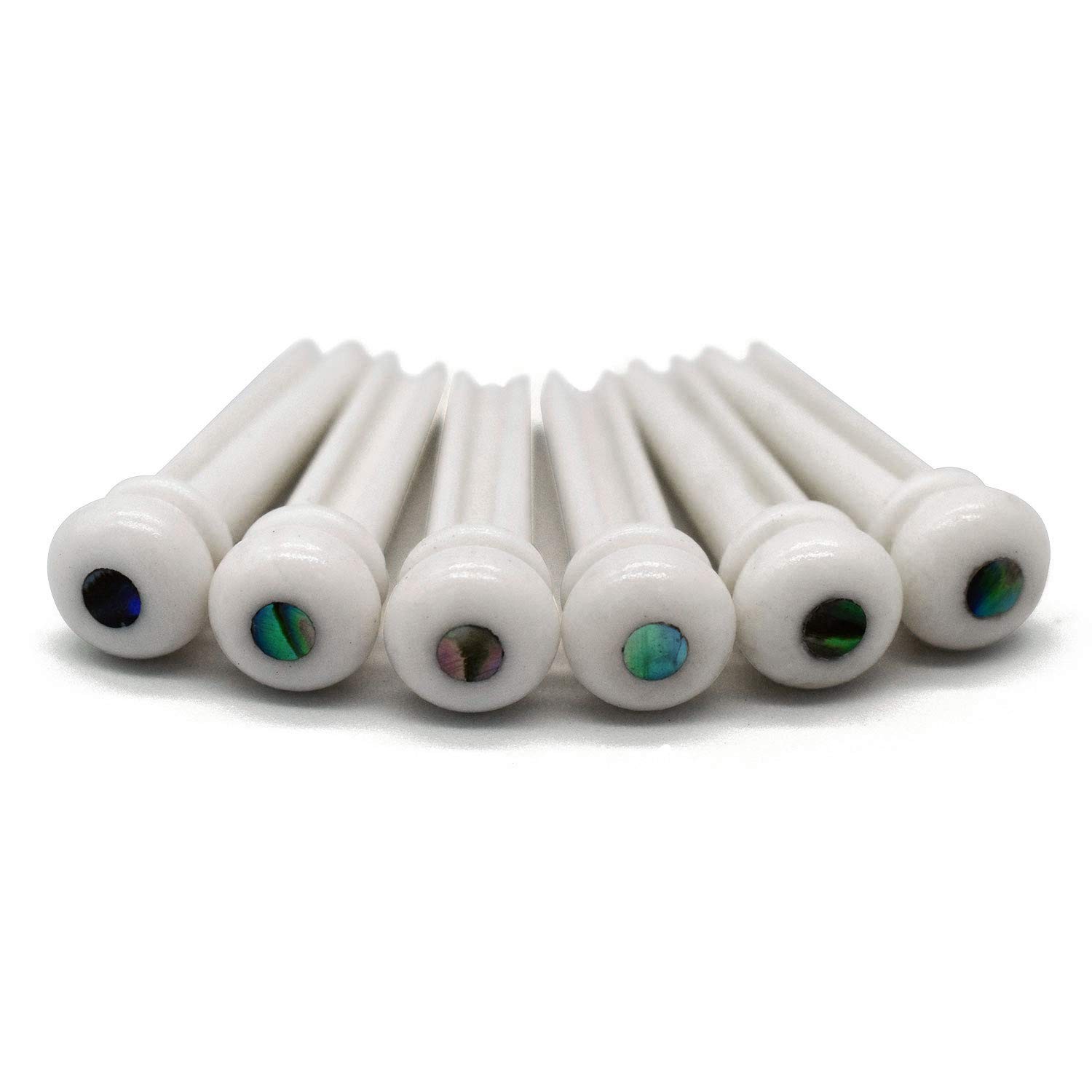 Vencetmat Acoustic Guitar Bridge Pins, Pure Bone, Slotted, Ivory Color, Inlai...
