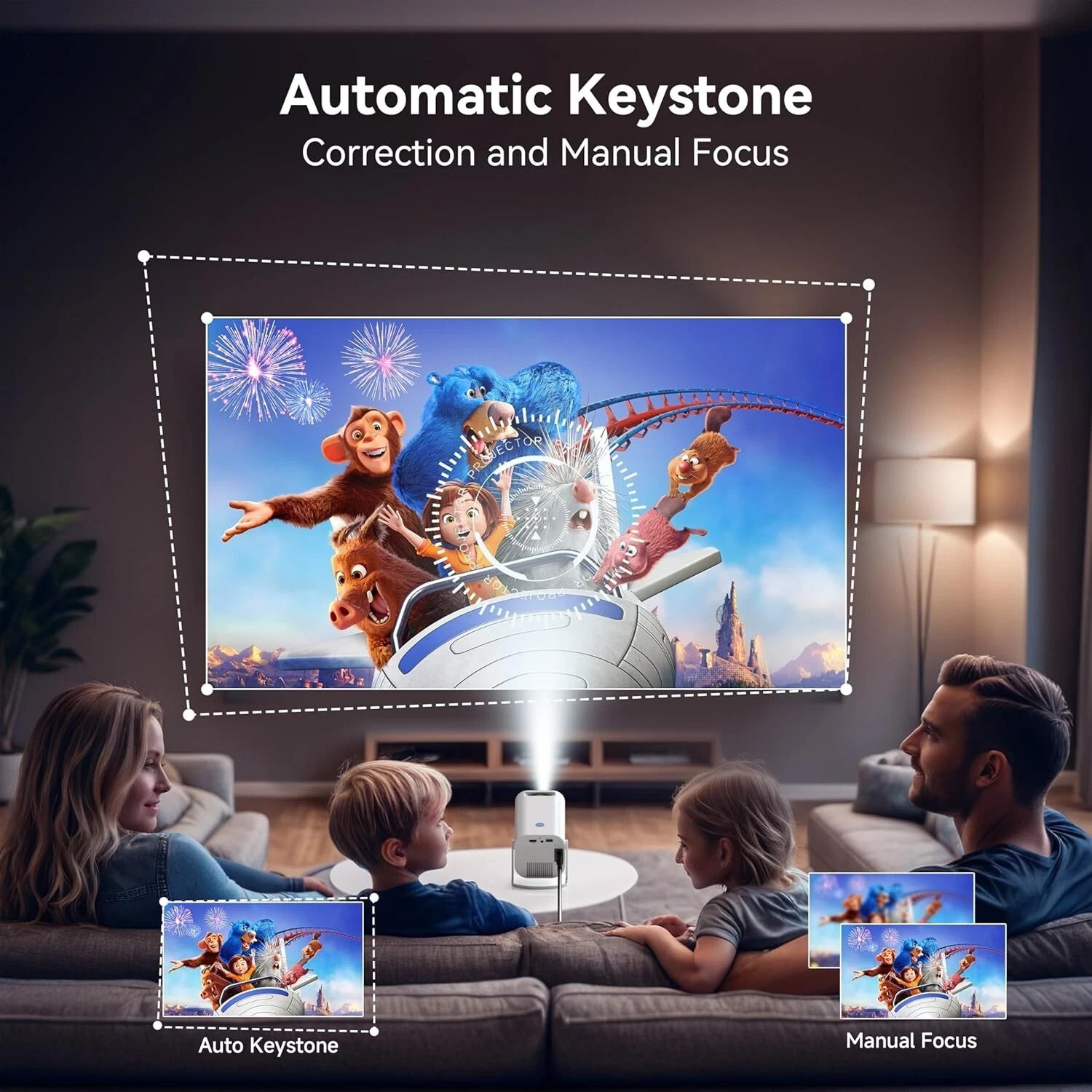 Polocsh Mini Projector with WiFi and Bluetooth, Portable Projector 1080P Support