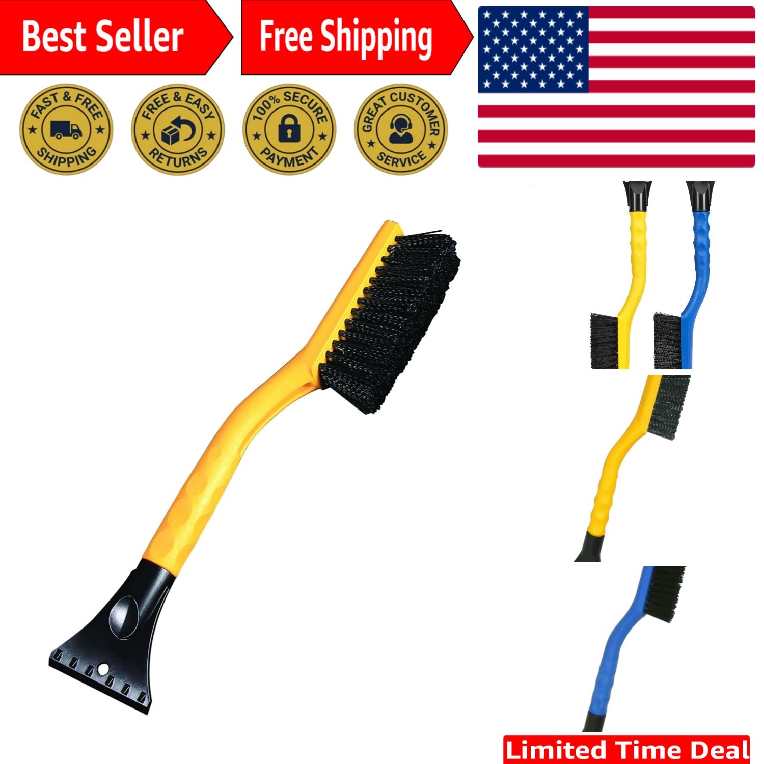 Mallory 518 16" SnoWEEvel Snow Brush - Lightweight Tool for Ice & Snow Removal