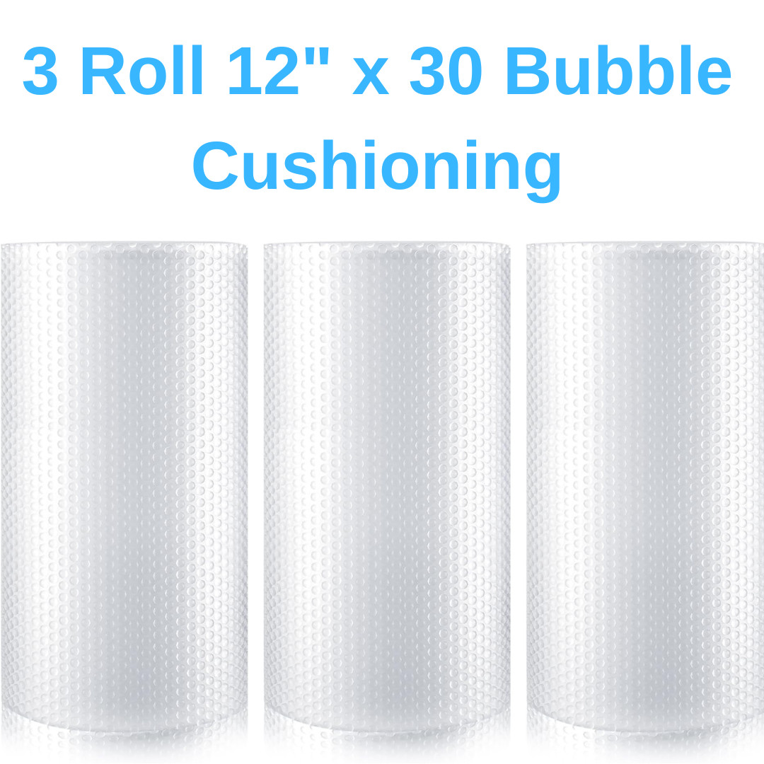 3 Rolls 12" x 30 ft. Bubble Cushioning Wrap Shipping Packing Moving Supplies