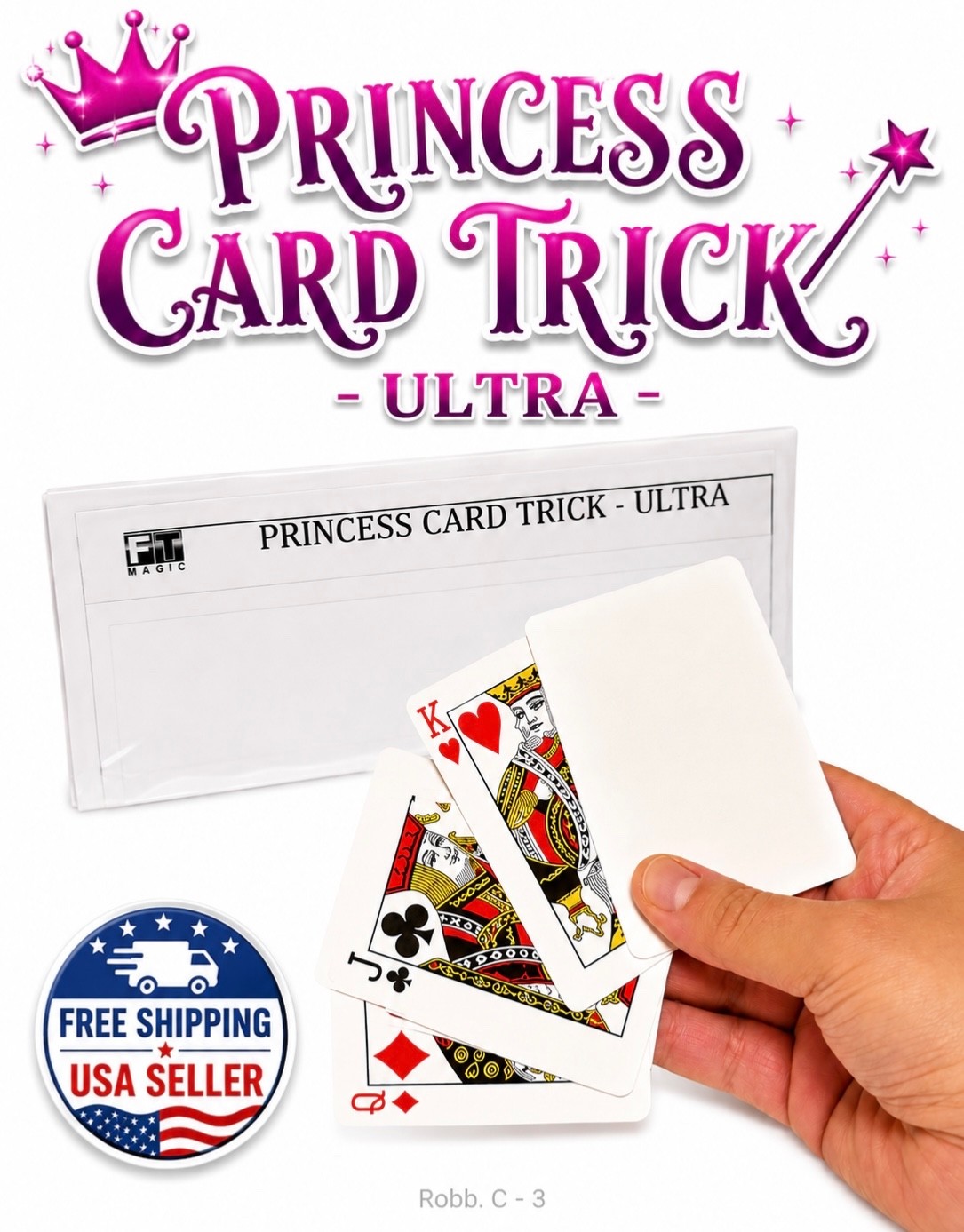 PRINCESS CARD TRICK ULTRA Change Blank Mental Close Up Magic Trick Pocket Packet