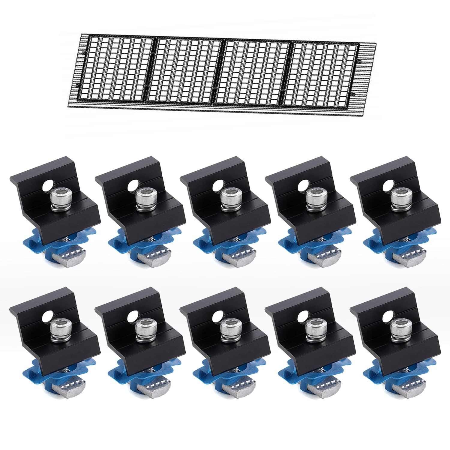 10pcs End Clamp for Unistrut Solar Panel Mount, 2-Hole Black Clamps