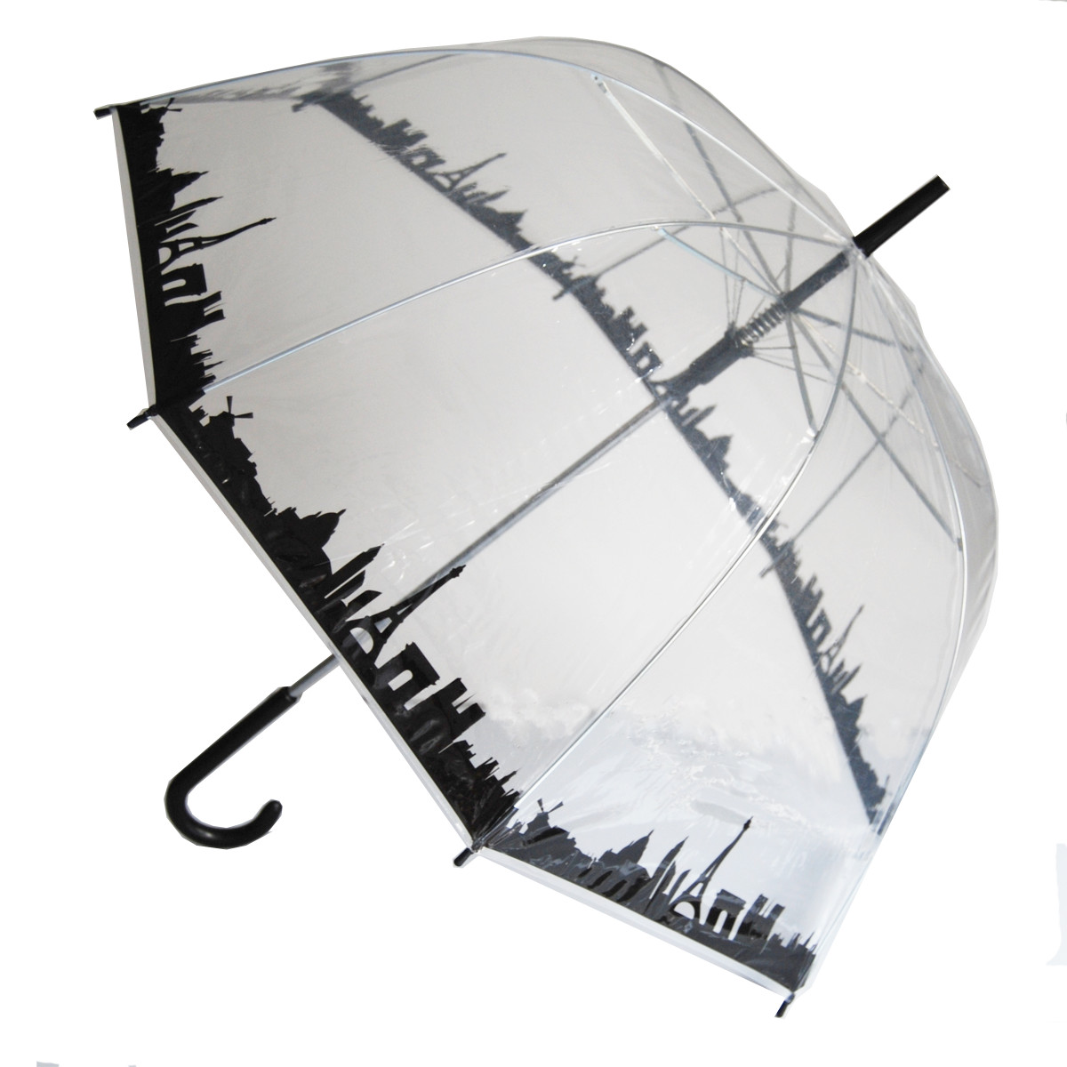 Unique Art 29.5 Inches Diameter Pairs City Line Clear Dome Bubble Umbrella