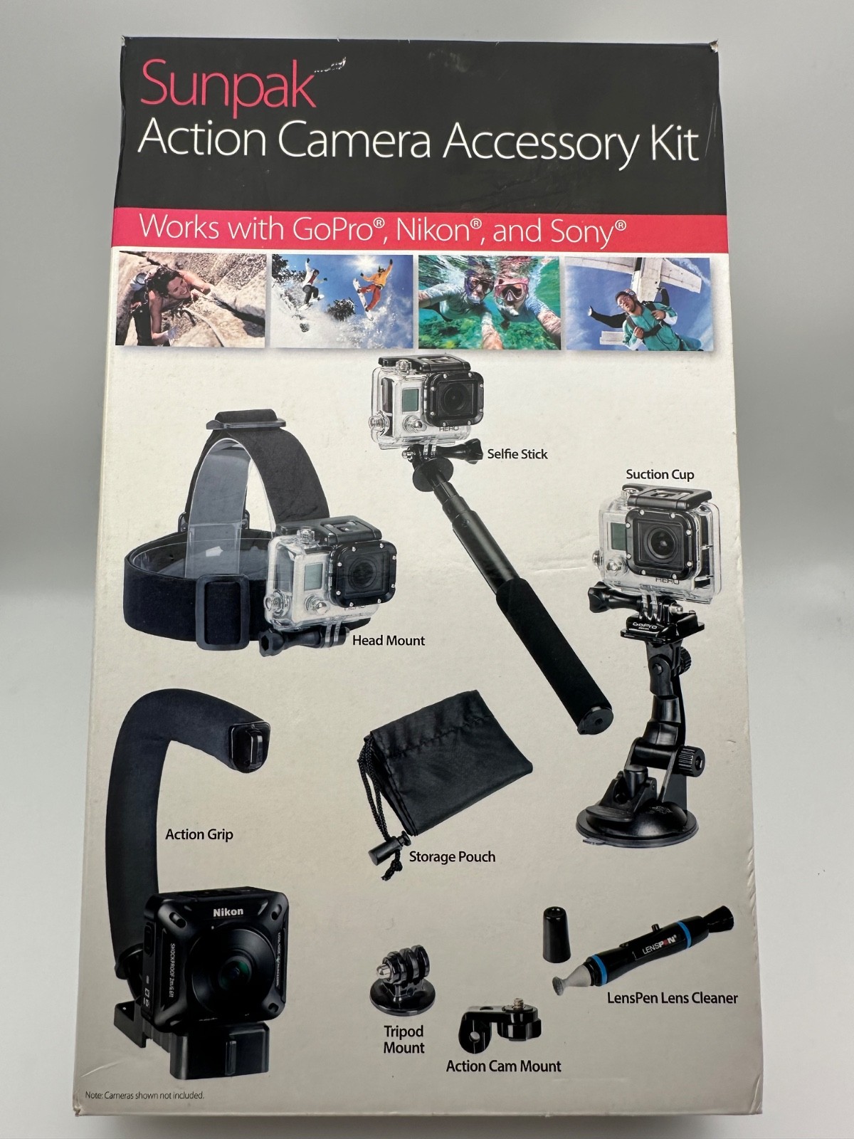 Sunpak Action Camera Accessory Kit for GoPro Sony Nikon Universal Mounts NEW