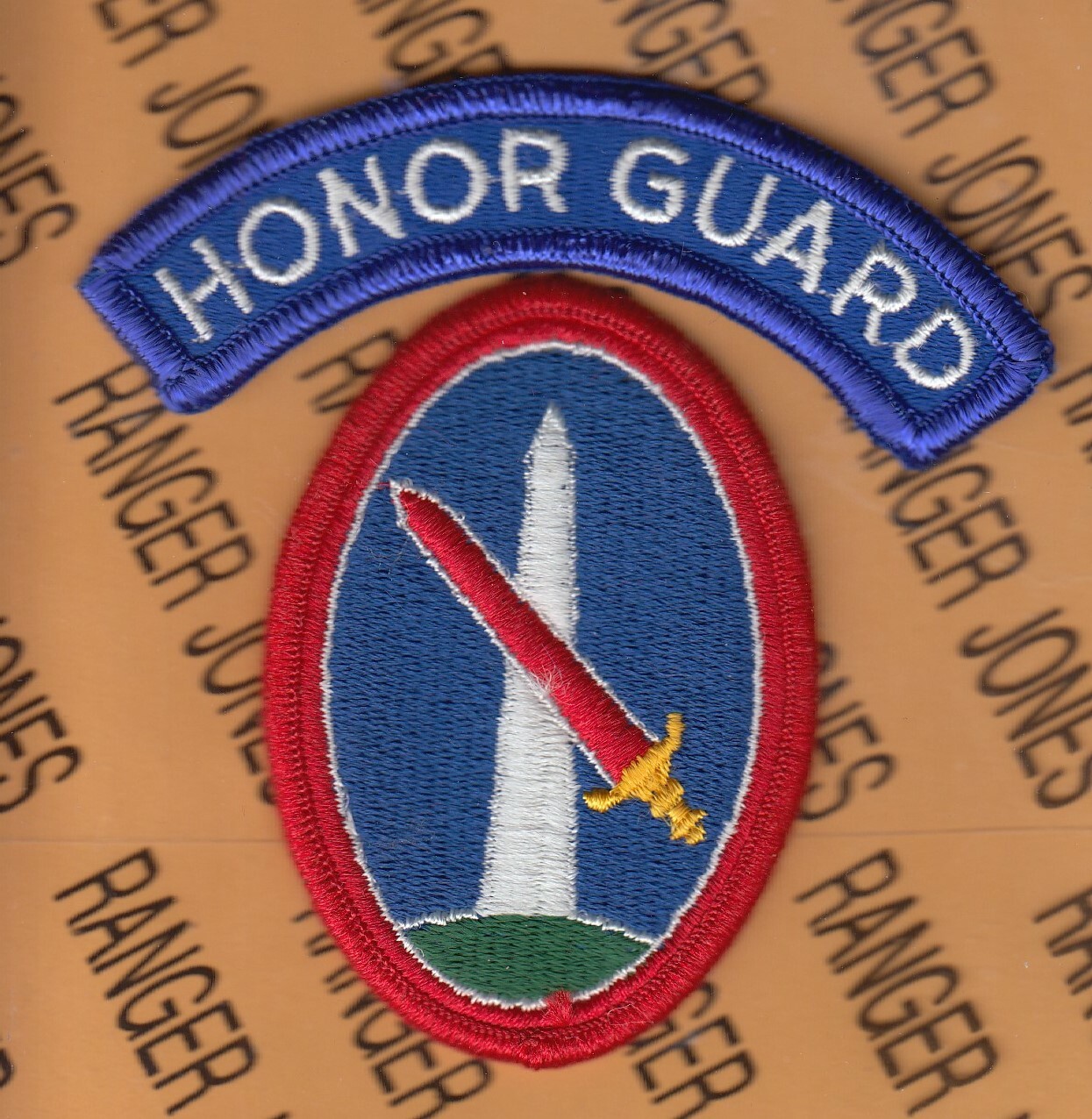 Military District of Washington OLD GUARD MDW w/ HONOR GUARD ~4" patch tab set