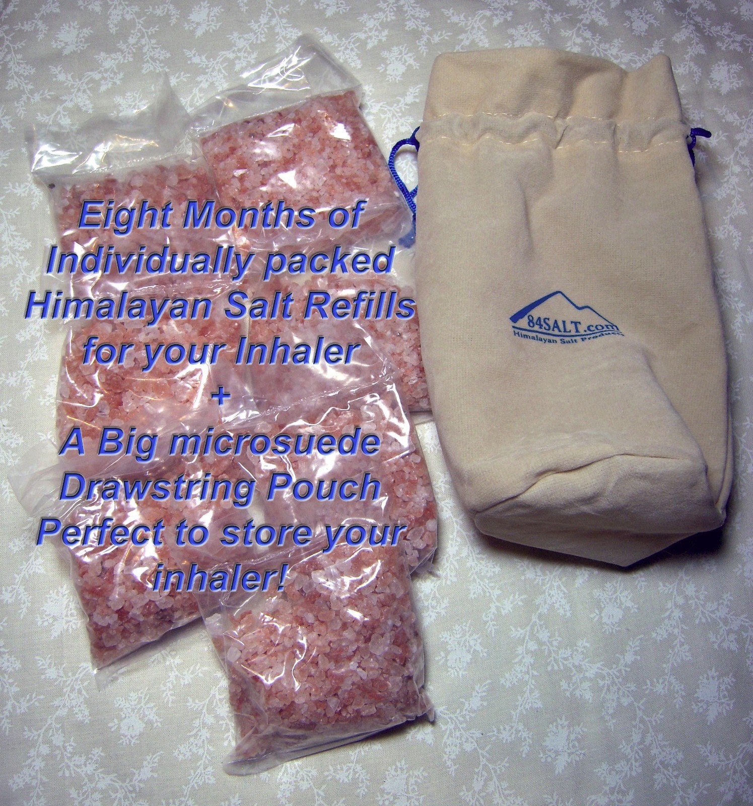 Traveling Pouch + 8 months Refills / 1lb Himalayan Salt for Inhaler Asthma COPD
