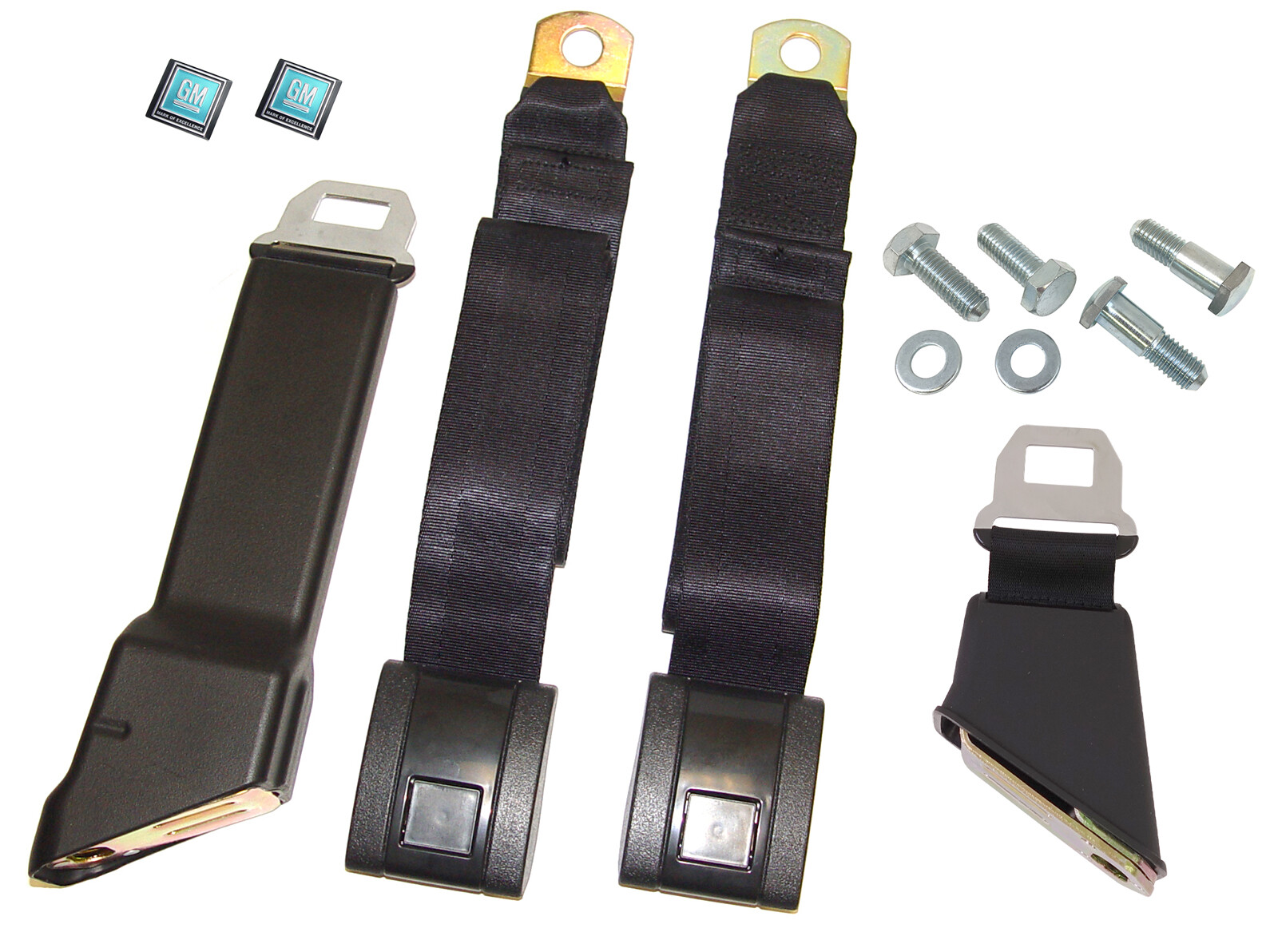 1969 1970 1971 1972 CHEVY GMC BLAZER JIMMY BLACK SEAT BELTS W EMBLEMS/HARDWARE