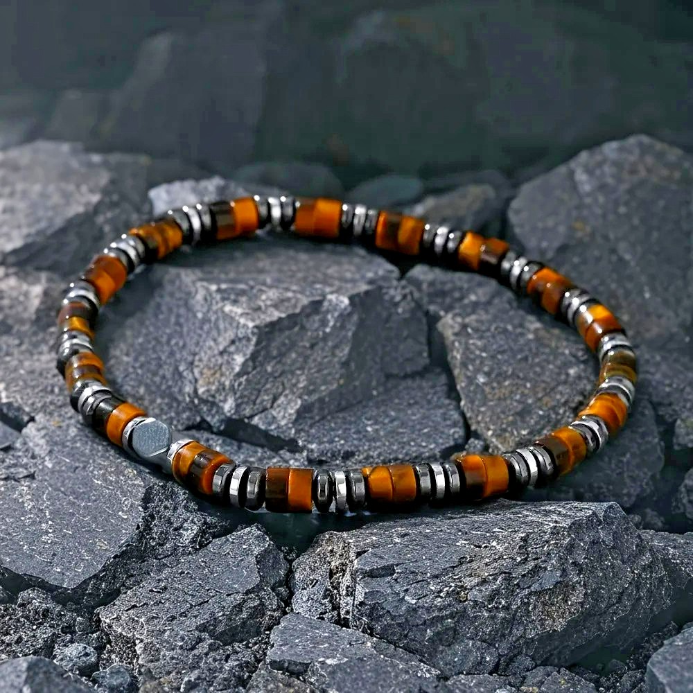 Tiger Eye Hematite Beads Healing Protection Strength Gemstone Men's Bracelet US