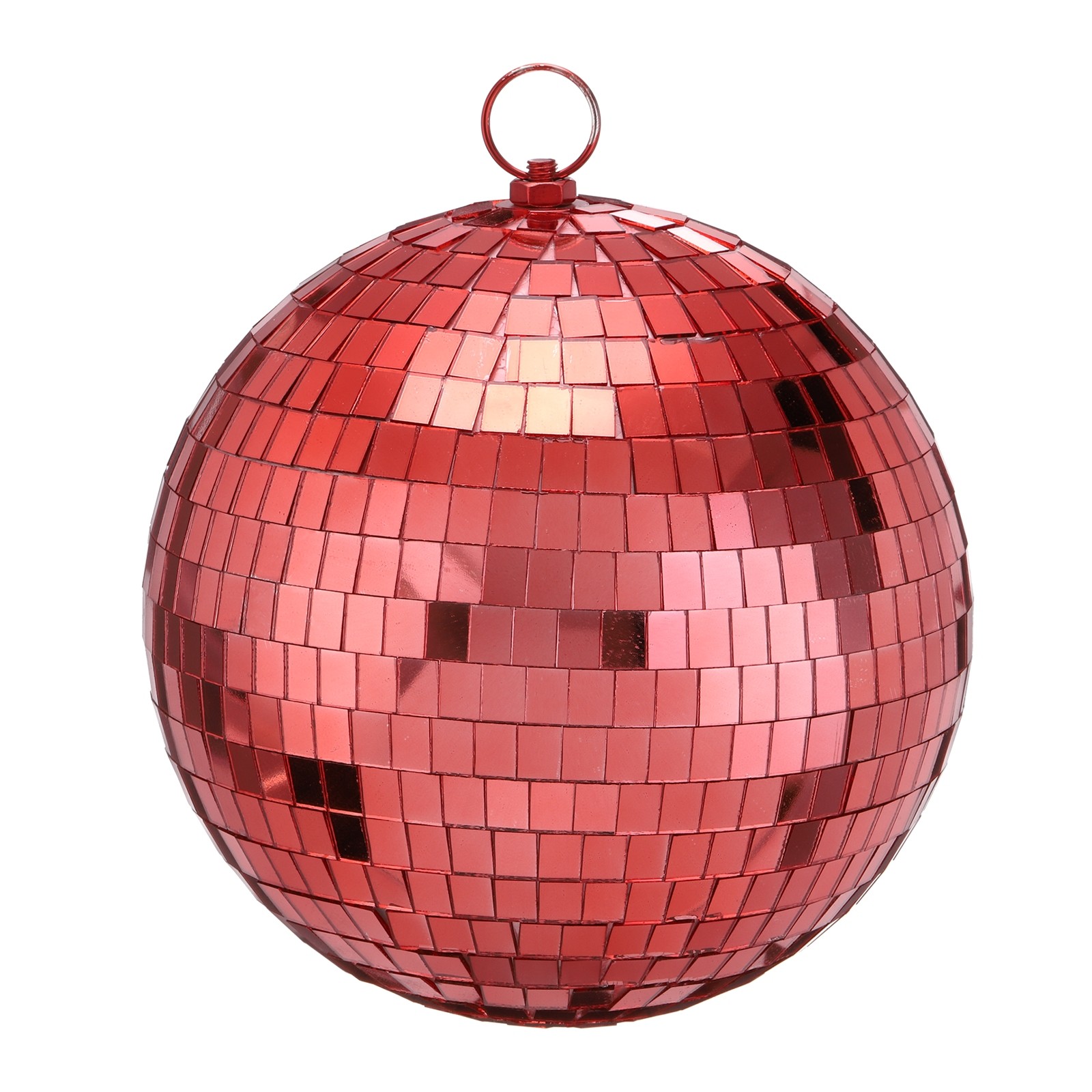 8 Inch Mirror Party Ball with Hanging Ring Red