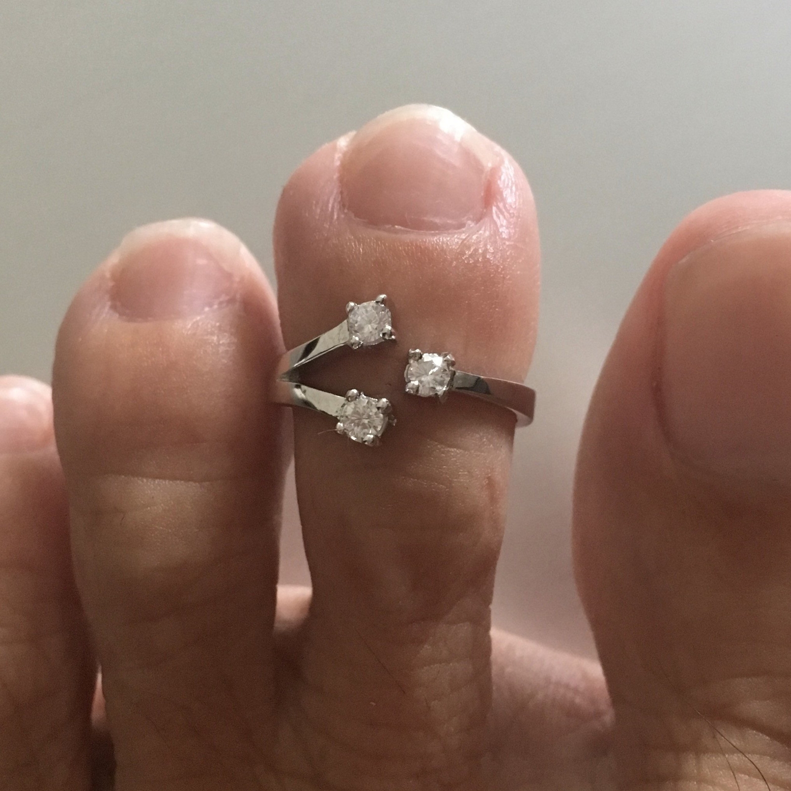 Sterling Silver CZ Toe Ring,  Adjustable, CZ Ring, Silver Rings
