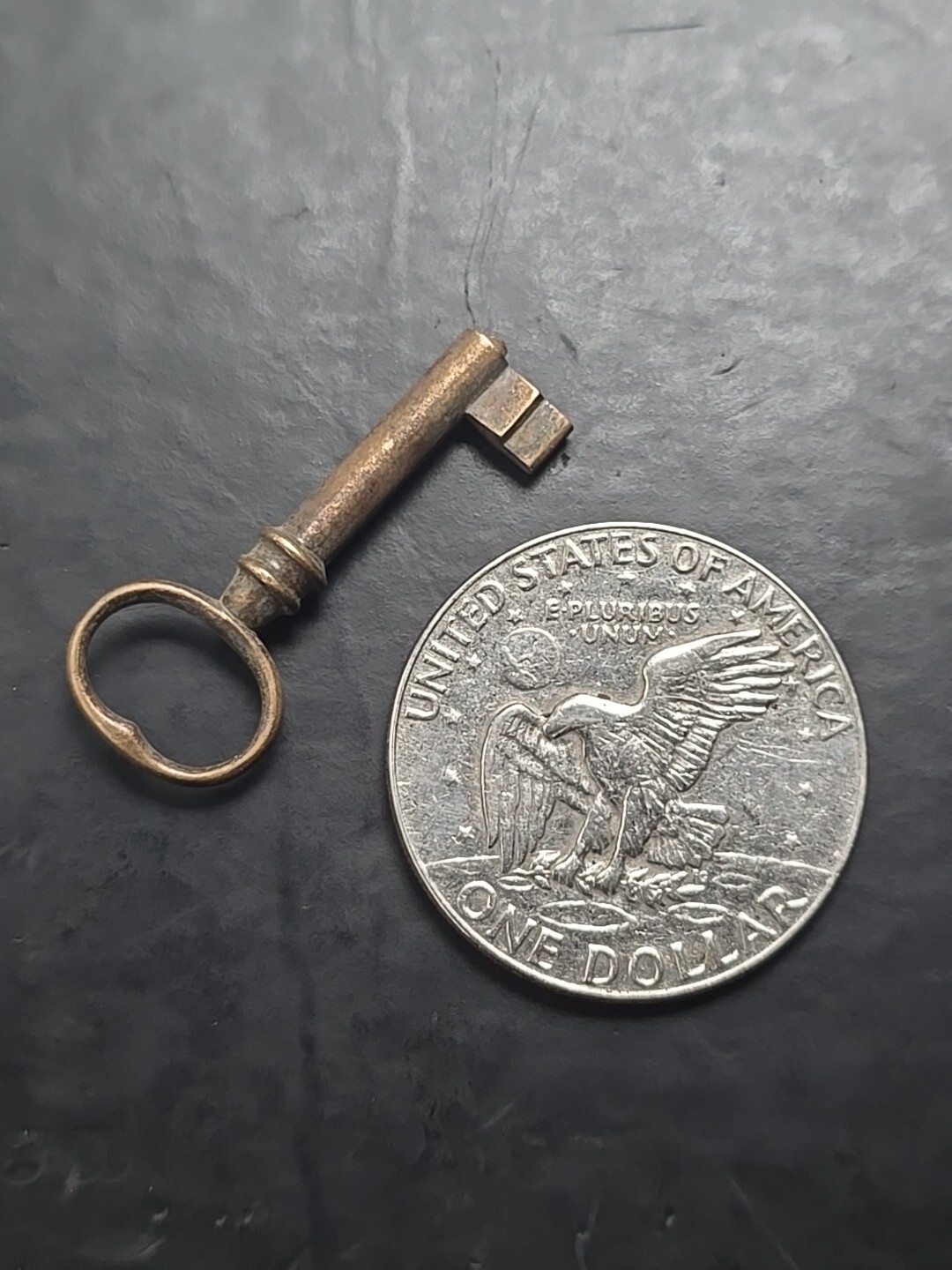 Old Miniature Brass Key☆ Small Antique Skeleton Key!