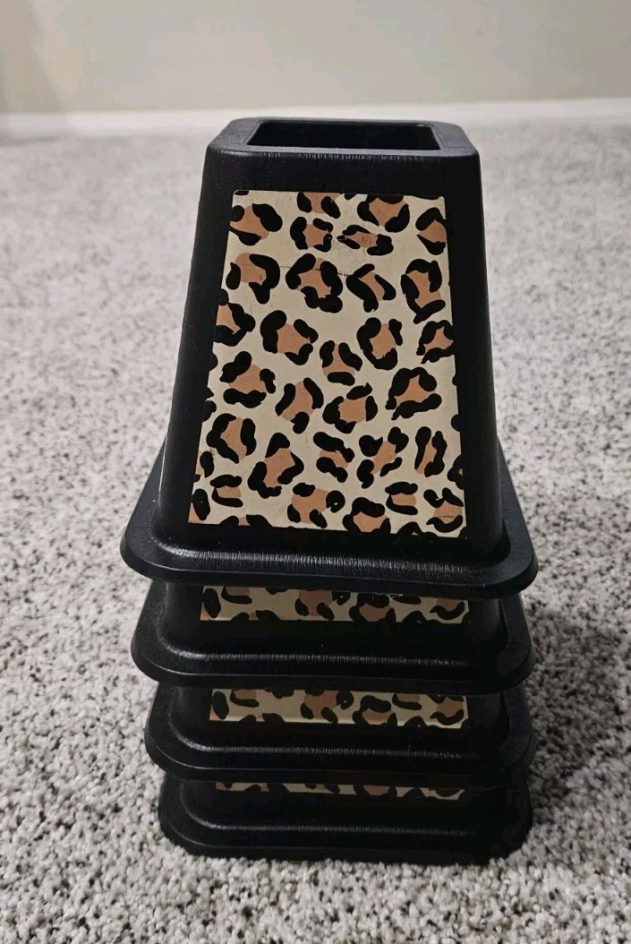 Bed Risers LEOPARD Storage Organization Durable LEOPARD 4-Pack 6 Inch Bed Risers