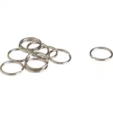 Brady 58973 Split Key Ring, Metal, Gray, 10 Pk