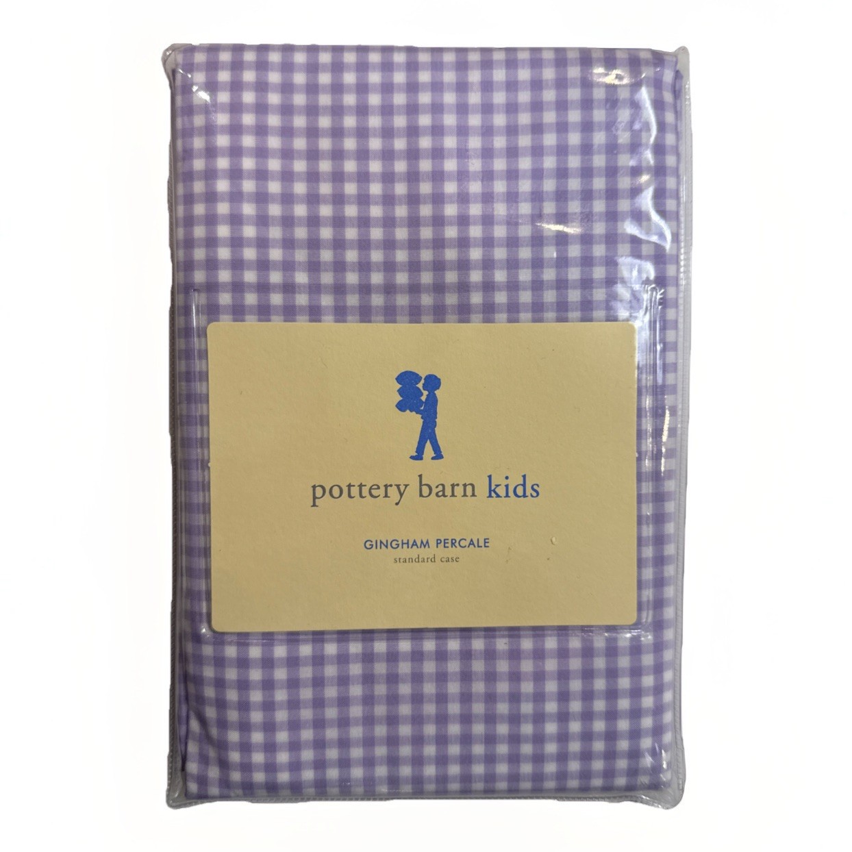 Pottery Barn Kids Gingham Standard Pillowcase Purple White Peracle Checked New