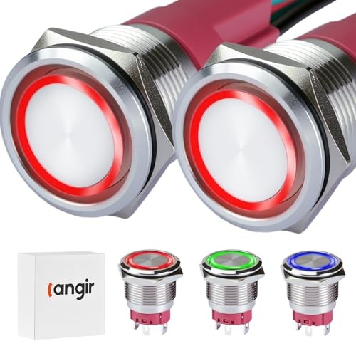 15Amp momentary Push Button Switch，(0.63") 12V-24V Push Button Switch 16mm Red