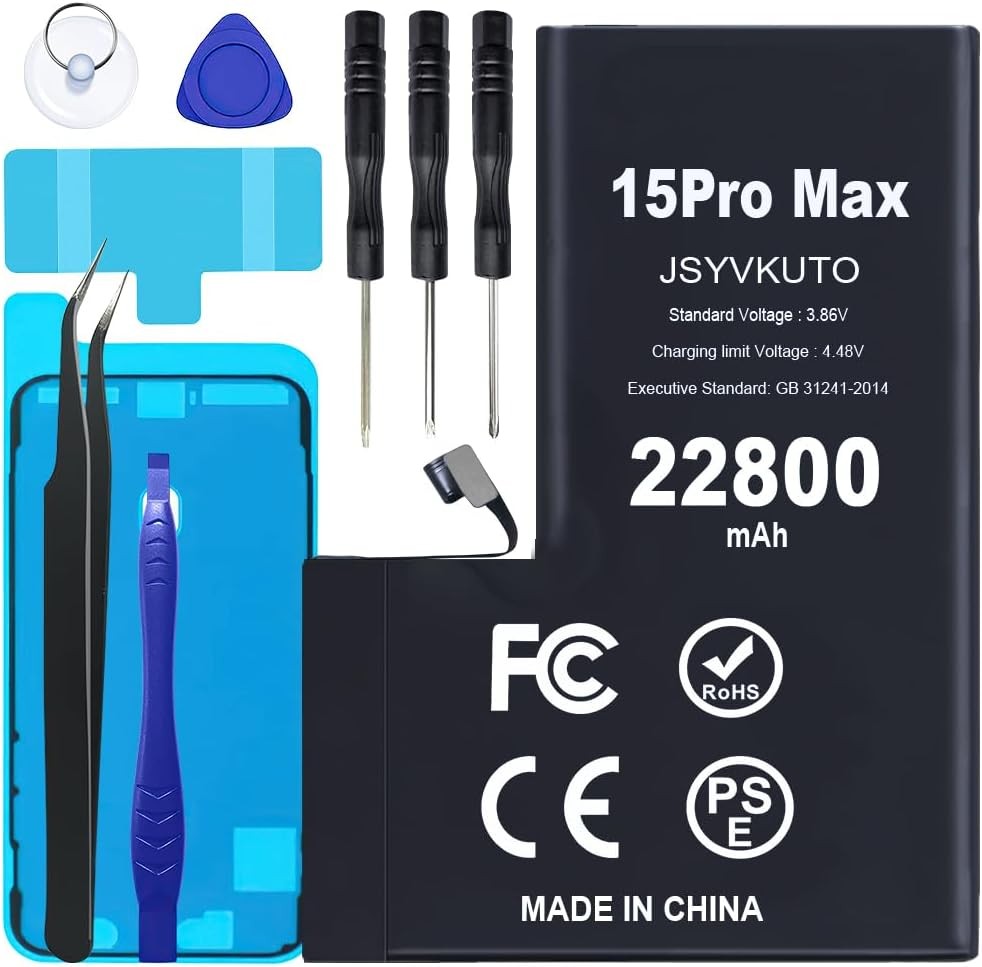 22800mAh Battery for iPhone 15 Pro Max New 0 Cycle Upgraded Higher Capacity