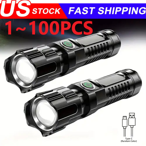 Mini Rechargeable LED Flashlight Tactical Police Super Bright Torch Zoomable Lot