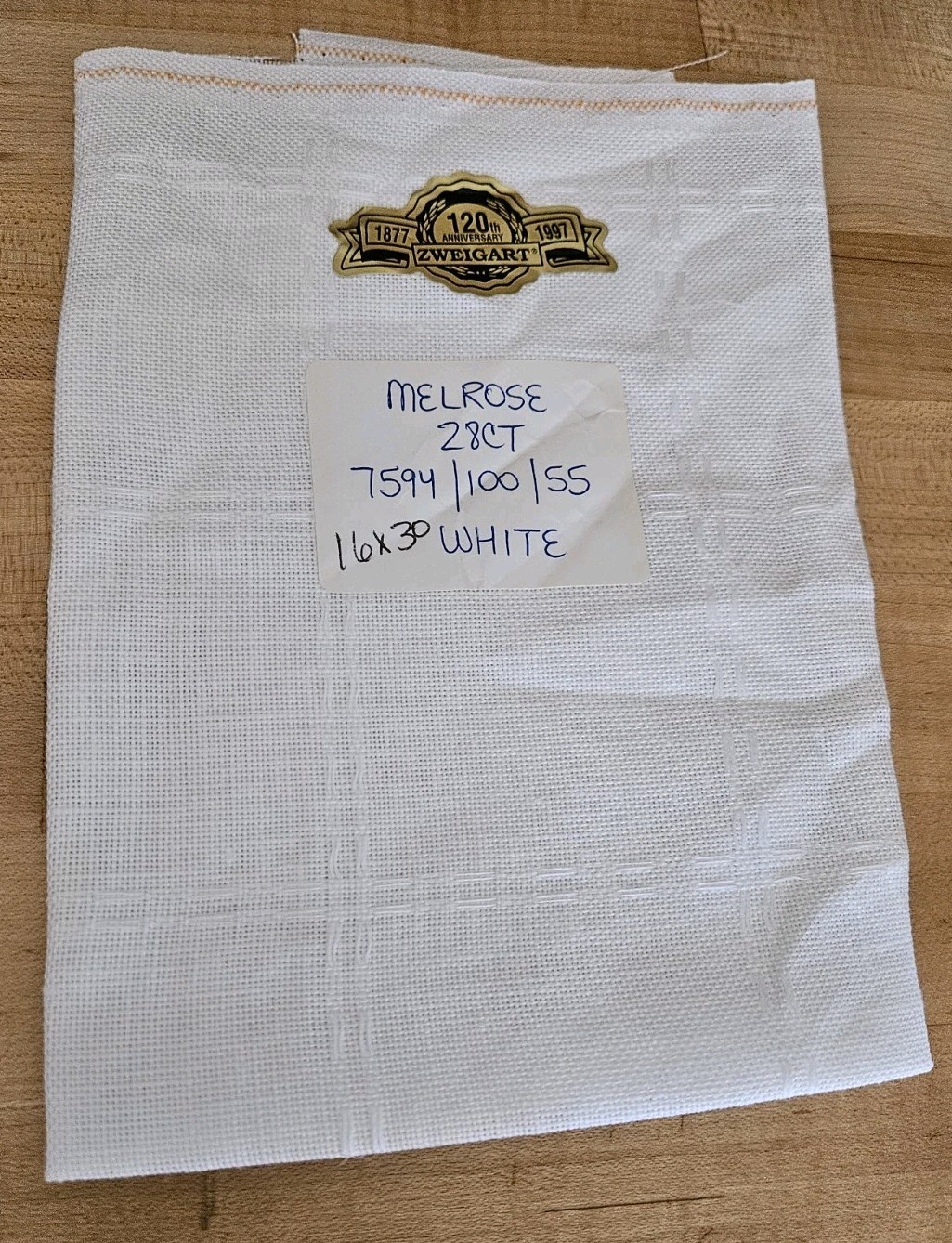 Zweigart MELROSE Linen 28 Ct Cross Stitch WHITE  16"x30"