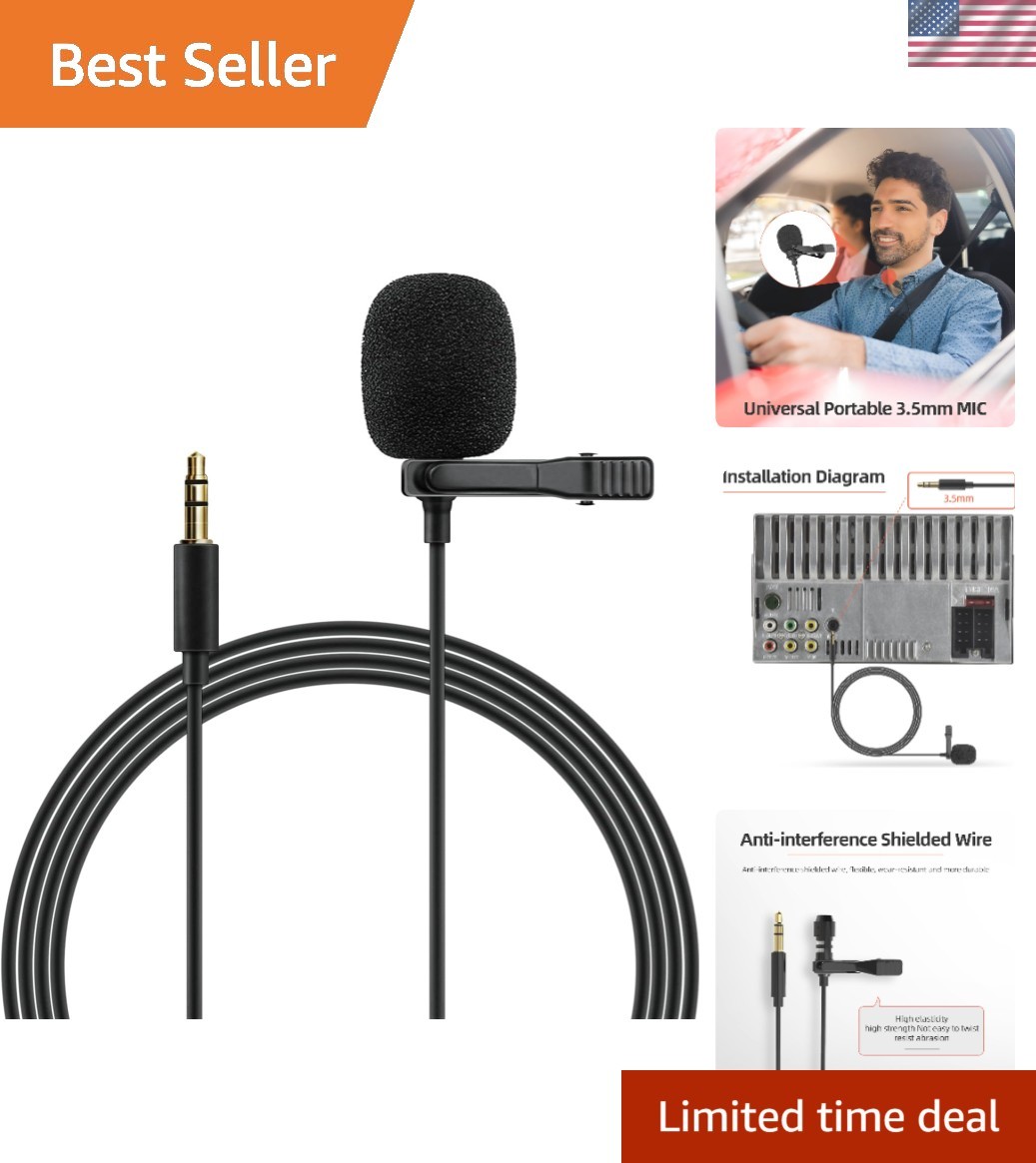 Quality 3.5mm Wired Lavalier Microphone for Cars - Noise Cancelling Feature