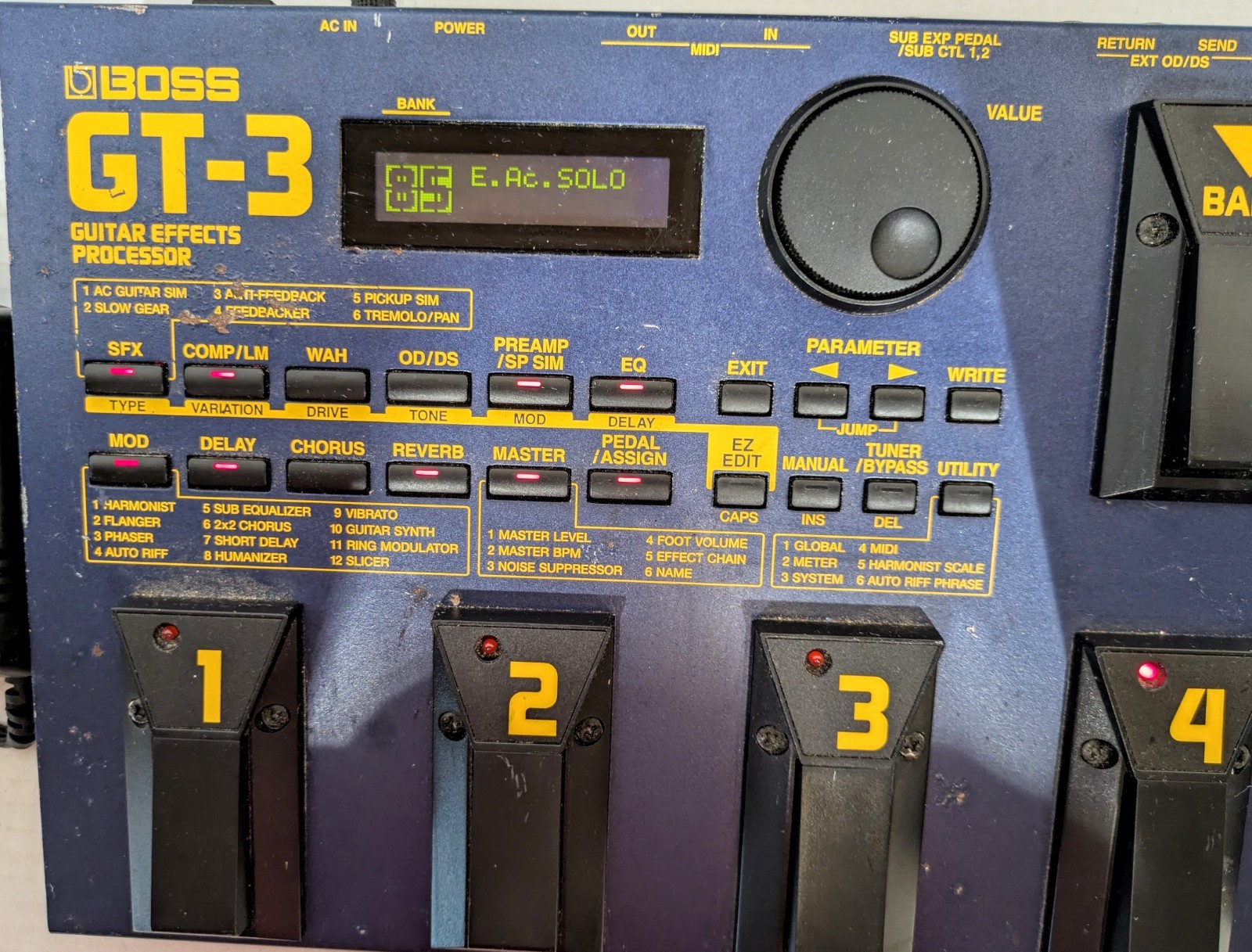 BOSS GT-3 Guitar Effects Processor Multiple Effects Pedal Powers Up Parts Repair