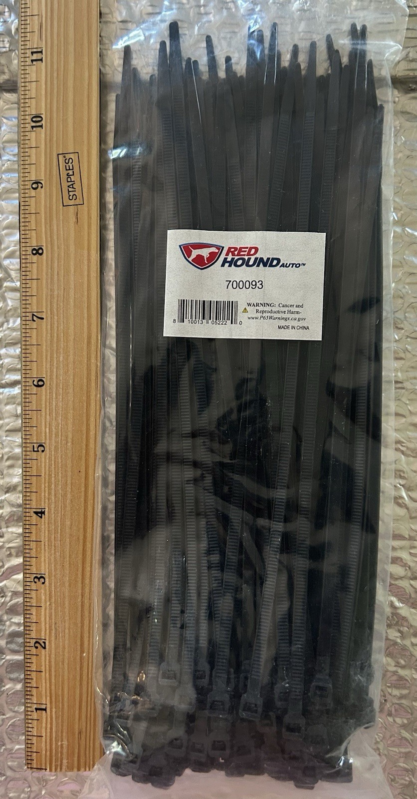 Red Hound Auto Self-Locking Black Plastic Cable Ties, 100 Pack (700093)