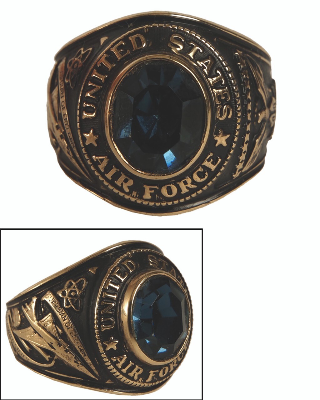 United States US Air Force Style Ring USAF Military Rings Gold Color Stainless