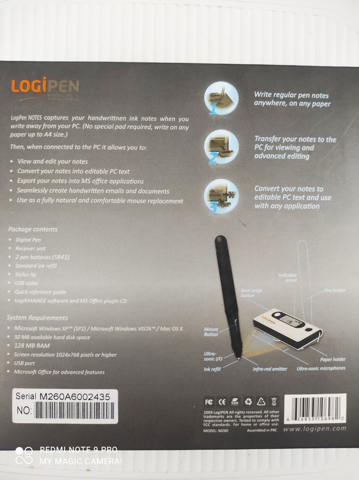 Logipen notes - digital pen input device