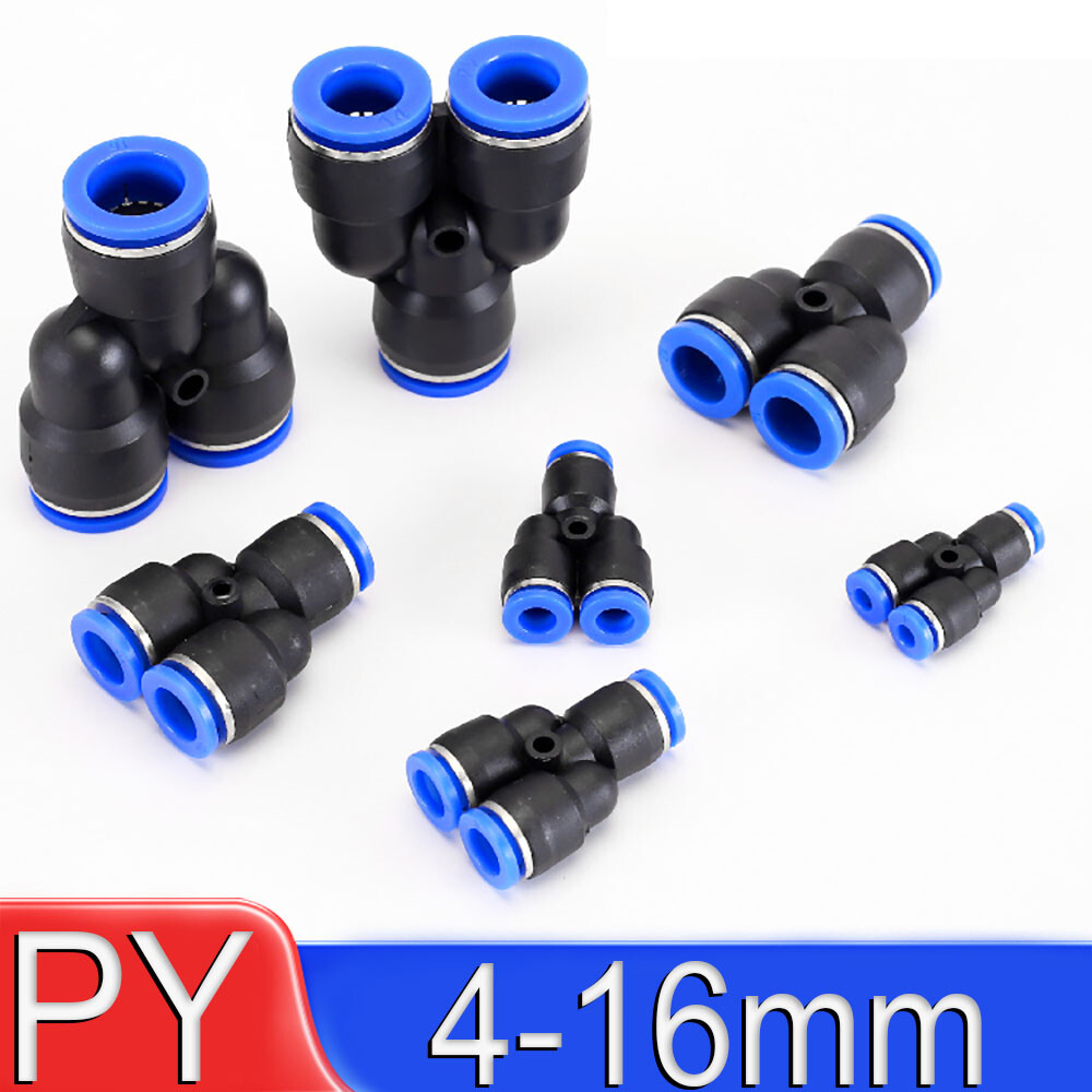 Pneumatic Push In Fitting Air Water Pipe Y Shape 3 Way Connector Tube Joiner