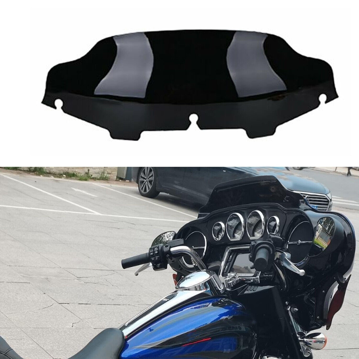 Black 6" Wave Windshield Windscreen For Harley Street Glide FLHTC FLHX 1996-2013