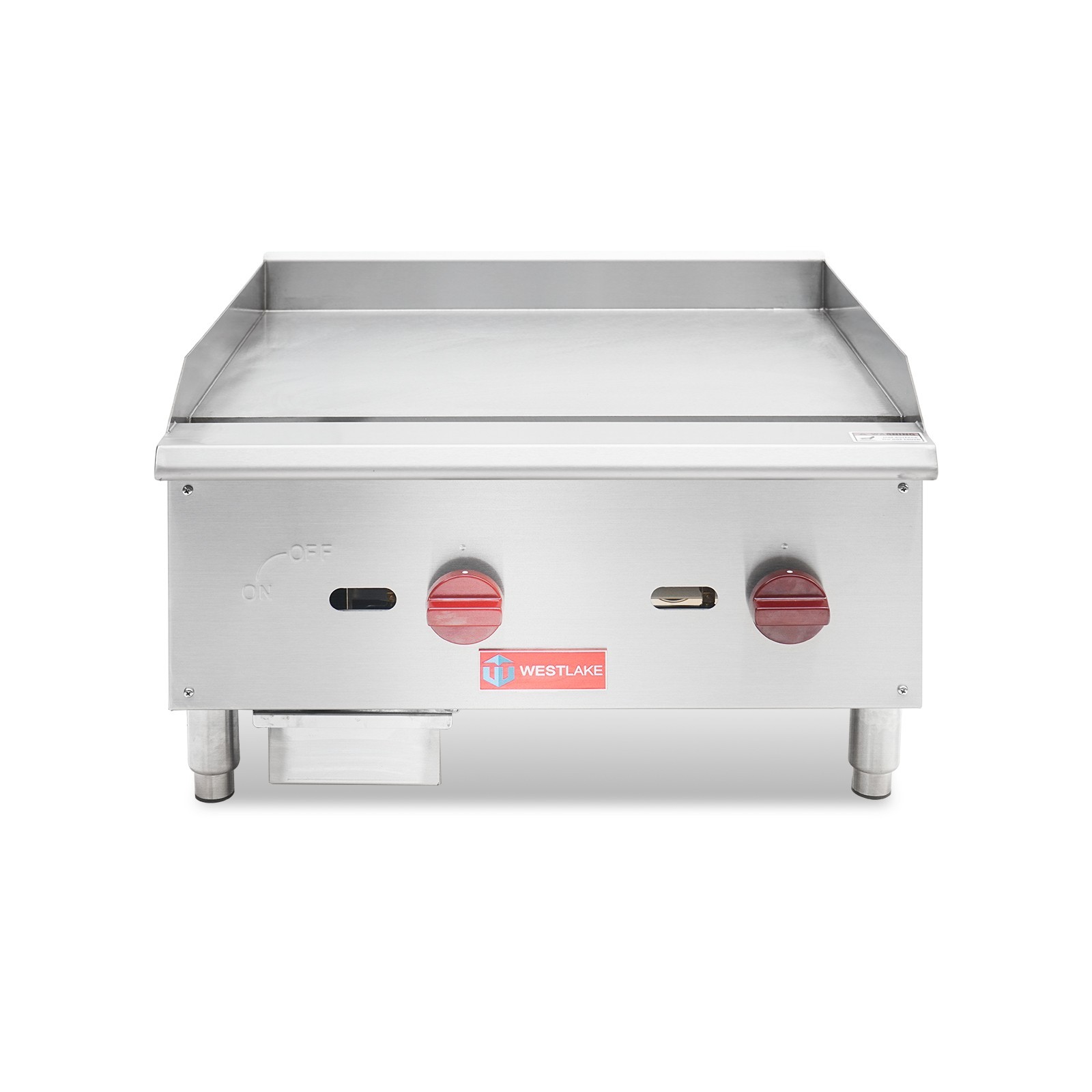 Commercial Gas Griddle, WESTLAKE 24" Countertop Griddle 2 Burner 60,000 BTU