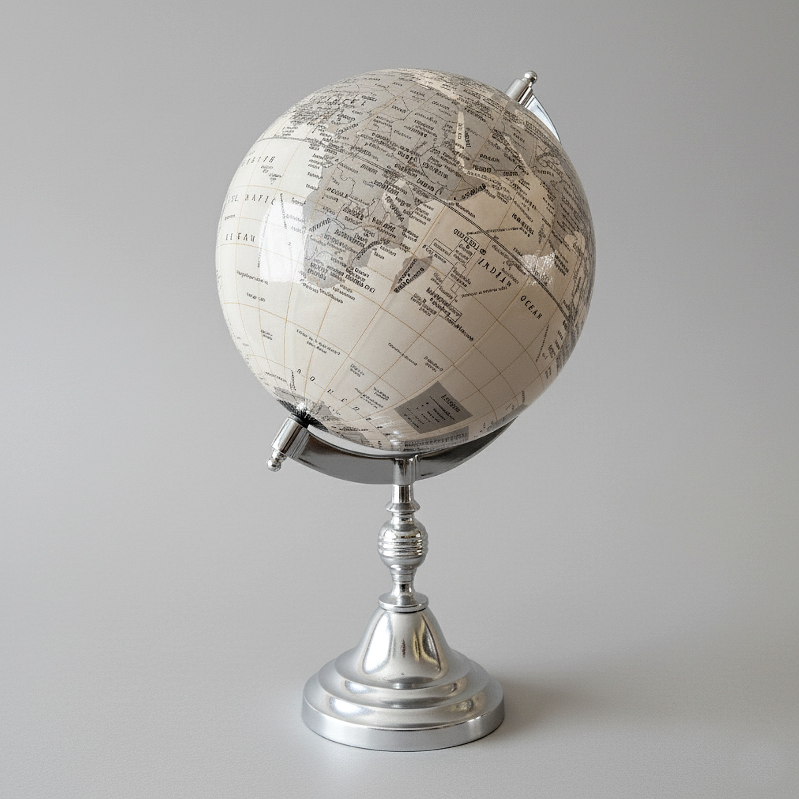 Decorative World Desk Globe 10" Diameter with Silver Base 17.5" Tall