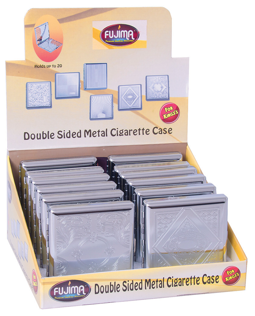 Regular or King Size Double Sided Crush-Proof Metal Cigarette Case - 3033