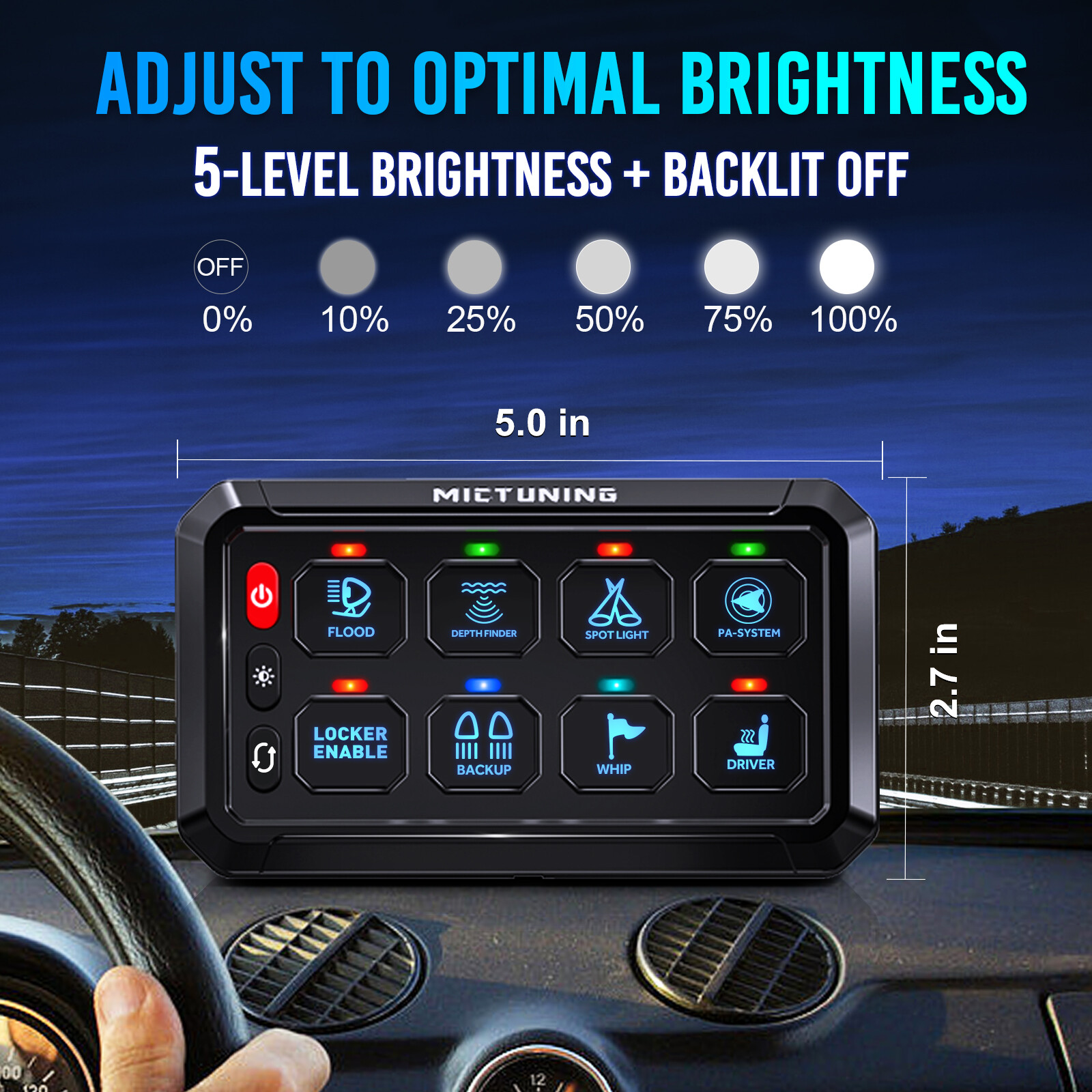 MICTUNING 8 Gang Switch Panel LED Circuit Control Relay System Box Truck Marine