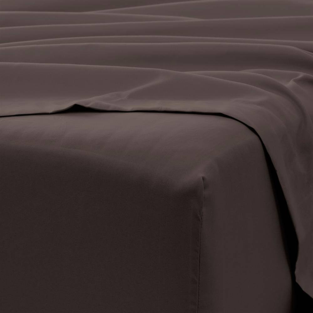 6-Piece Chocolate Solid Microfiber Queen Sheet Set Free Shipping New