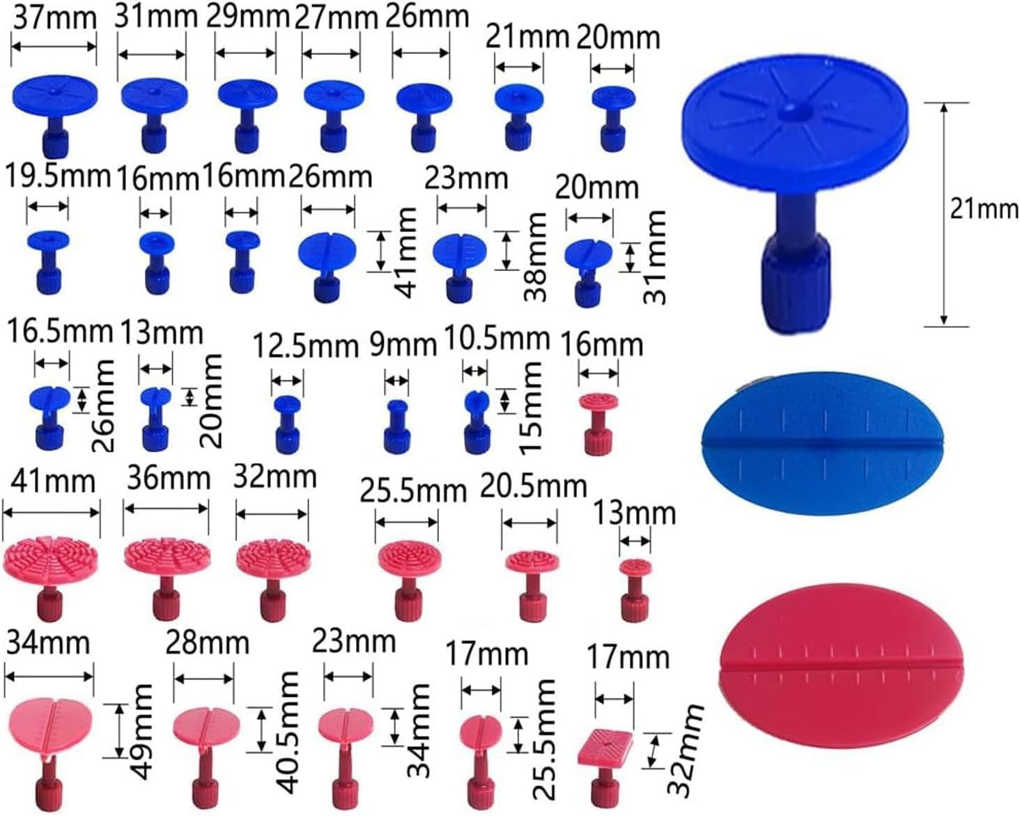 30Pcs Car Body Paintless Kit Puller Tabs Dent Repairs Tool Set Suction Cup Gl...