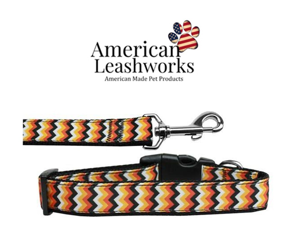 Made In America - Nylon Leashes and Collars - Pumpkin Chevrons