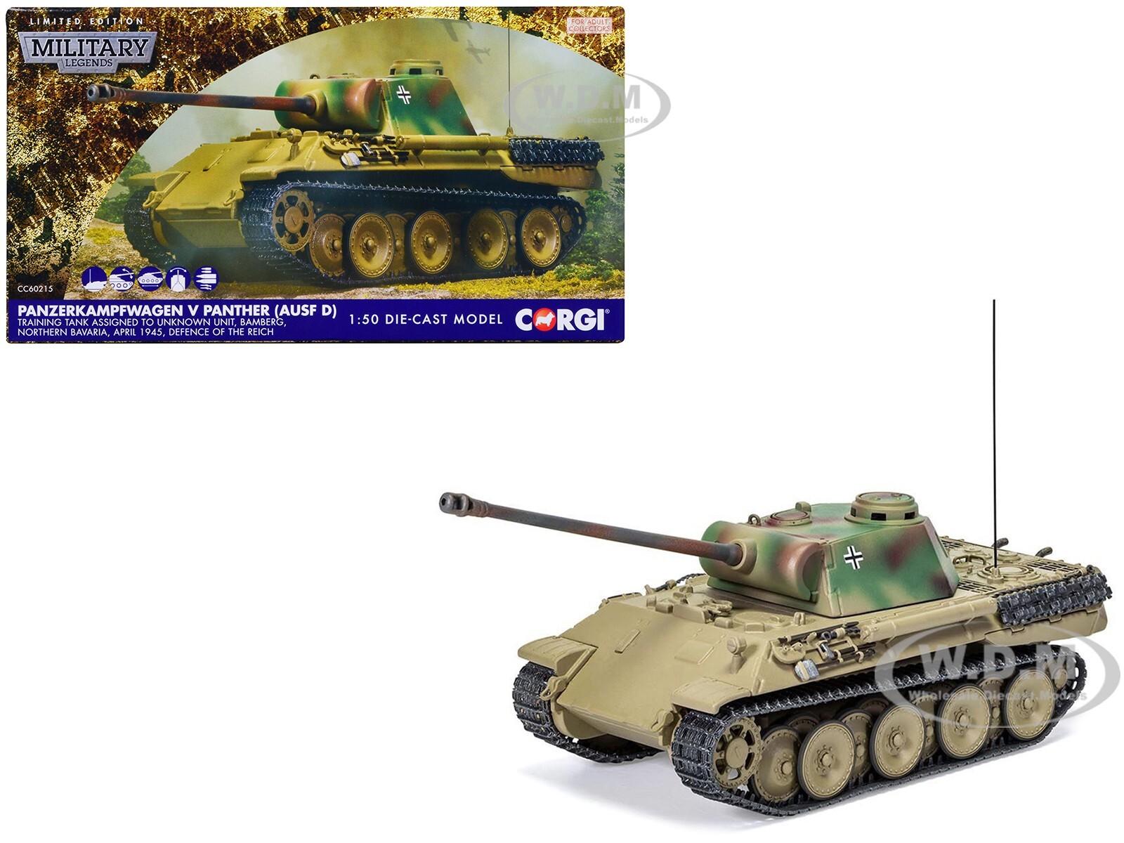 PANZERKAMPFWAGEN V PANTHER TANK "DEFENSE OF THE REICH" 1/50 BY CORGI CC60215