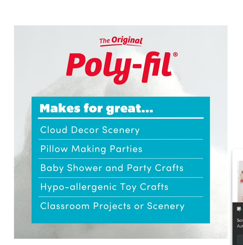 Poly-Fil Polyester Fiberfill Stuffing, 20lb Box, Bulk, by Fairfield
