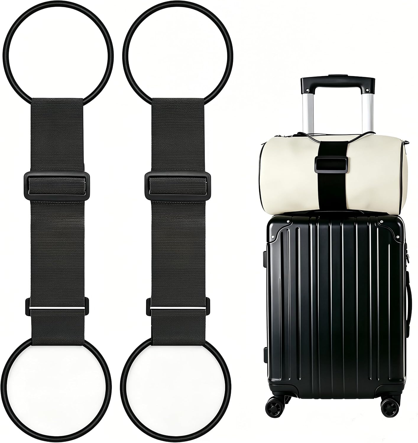 2Pack Adjustable Luggage Straps for Suitcases, Connect Bag to Suitcase | Strong