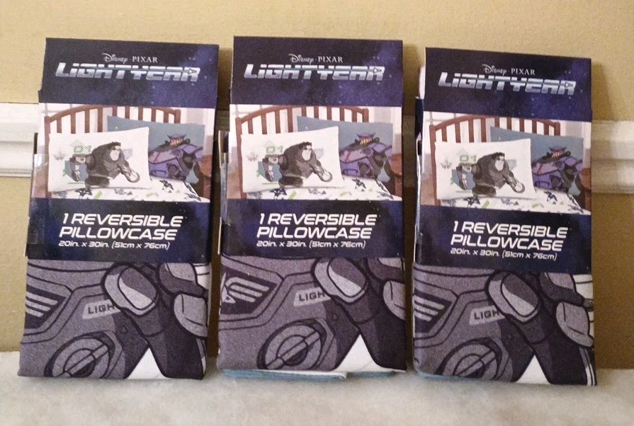 NEW Lot of 3 Disney Pixar Lightyear Reversible Pillowcase 20"x30"