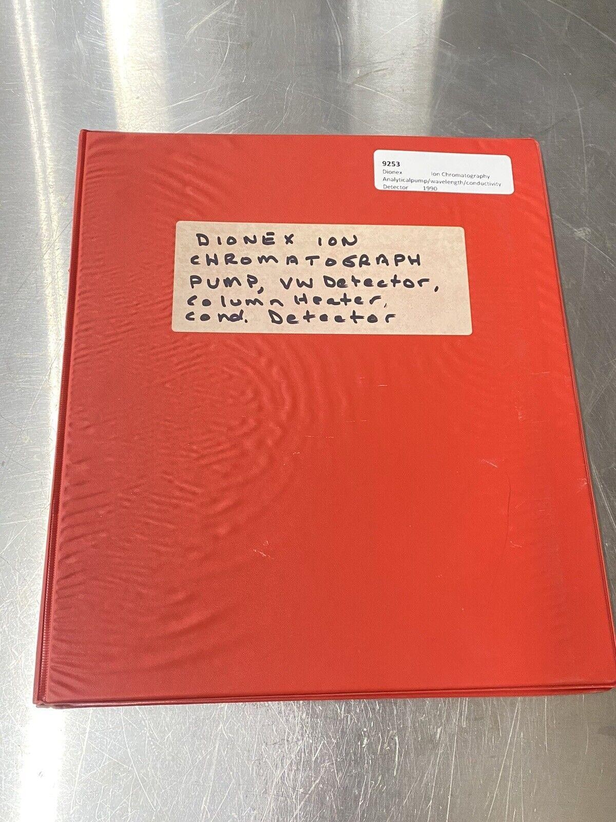Dionex Ion Chromatography Pump Detector- Users Guide / Instruction Book / Manual