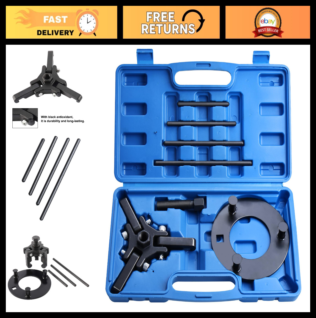 Harmonic Balancer Puller Set - Damper Pulley Tool for Chevy, Ford, GM, Mitsubish