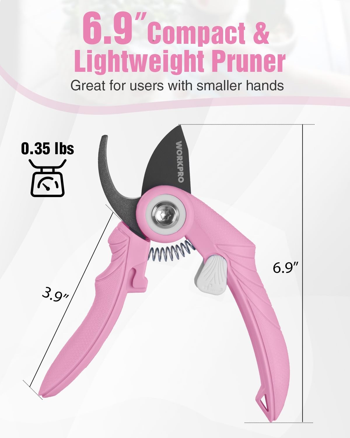 WORKPRO 6.9" Bypass Pruning Shears, Gardening Scissors with Sharp SK5 Pink