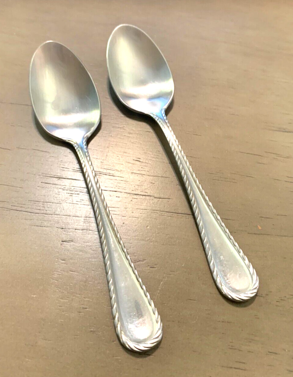 2 Teaspoon Spoon Oneida Belmont Lyons Stainless Rope Edge China